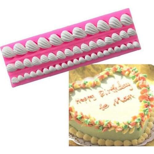 Three Kinds of Shell Edge Decoration Liquid Silicone Sugar Cake Mold X144
