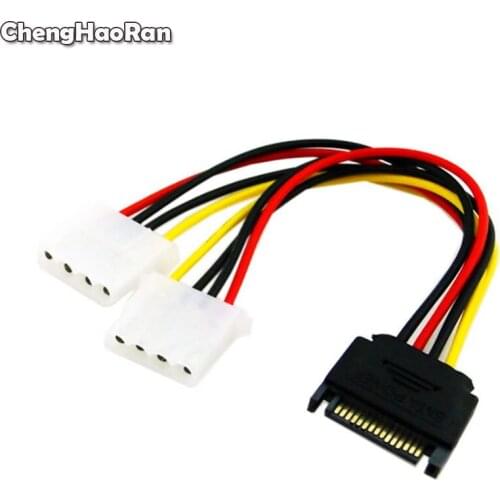 ChengHaoRan SATA Male to IDE Dual 4Pin Model Female Power Supply Computer Cable Extention Hard Drive Cable Sata 1 to 2 4P Molex