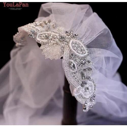 YouLaPan VS280 Bridal Veil with Crystal Wedding Veil Rhinestones Marriage Accesories Popular Lace PearlModern Wedding Veils