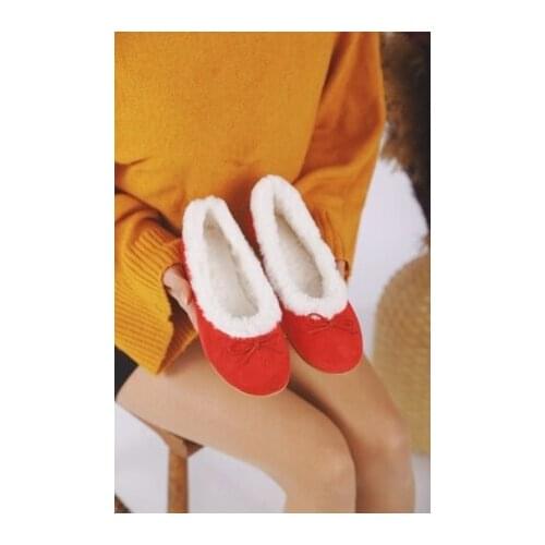 Winter Women Shoes 2021 Christmas Ankle Ladies Shoes Femme Warm Red-White plush House shoes Comfortable Ladies Fur Ball Flat