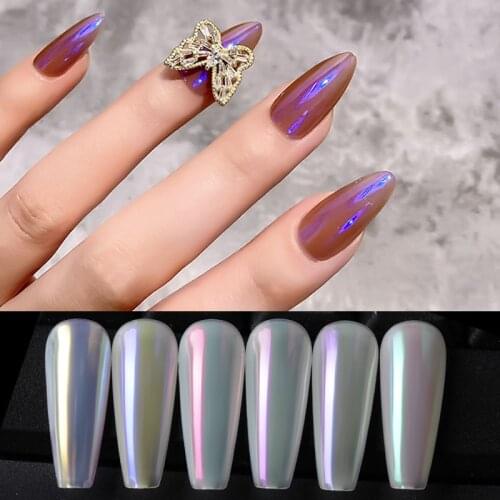 1Box Pearl Nails Glitter Aurora Pearl Powder Neon Shimmer Mirror Mermaid Dipping Nails Chrome Pigment Dust Varnish Decor