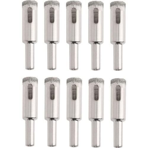 10Pcs 12mm Diamond Coated Core Drill Bits Hole Saw Glass Tile Ceramic Marble -Y103