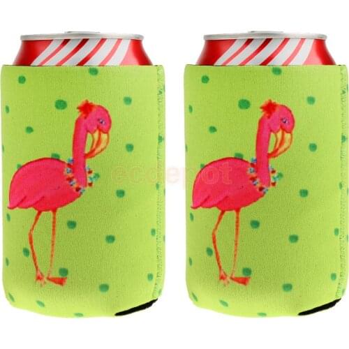 2 Pair Flamingo Stubby Beer Soda Can Beverage Holder Chilling Sleeve
