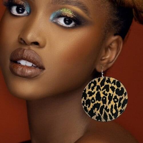 3 Styles Leopard Print Carving Wooden Earrings Exaggerated Pendant Drop Earrings Love Self Queen Natural Party Club Chic Gift