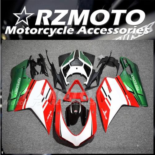 4 Gifts New ABS Injection Fairings Kit Fit for Ducati 848 evo 1098 1198 1198s 2007 2008 2009 2010 2011 2012 Red white cool