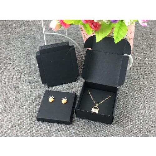 50Set 6.5x6.5x3cm kraft paper Black Jewelry Carry Case Gift Box Candy Boxes Assort 6.2*6.2cm Earring Cards Accept Custom logo