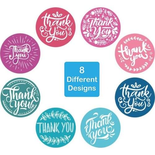 500Pcs/roll 8 styles Thank You Sticker for Seal Labels Round Floral Multi Color Labels Sticker handmade offer Stationery Sticker