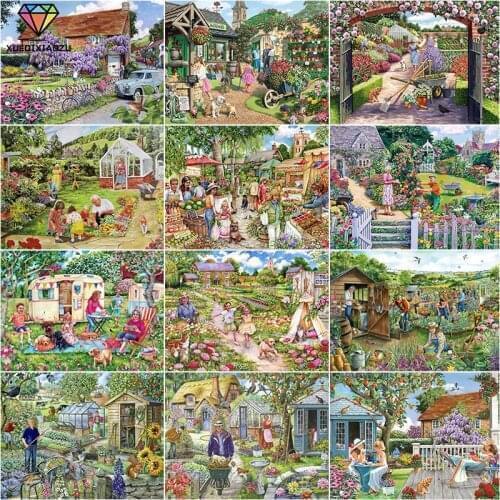 XUEQIXIAOZU Full RoundIdyllic scenery Diamond embroidery Diamond drawing 5D DIY Diamond setting Mosaic painting decoration gifts