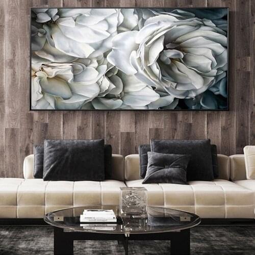 White Rose Large 5D DIY Diamond Painting Flowers Full Square Round Drill 3D Embroidery Sale Mosaic Needlework Home Decor AA1536