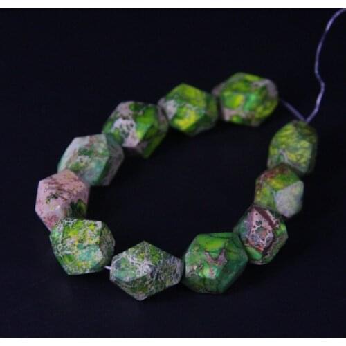 Approx11pcs/strand Green Sea Sediment Jaspers Faceted Nugget Beads,Cut Imperial Emperor Stone Pendant Necklaces Jewerly Making