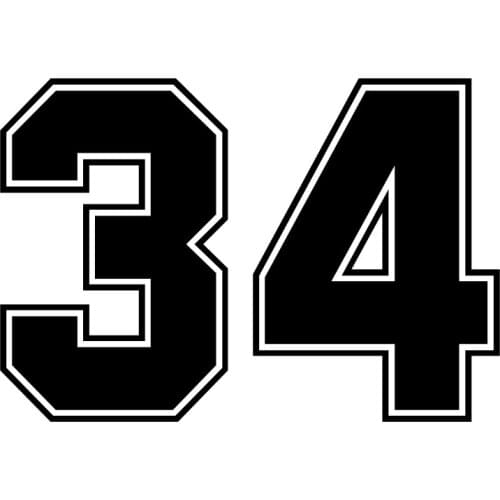 LLY-0304 Popular Car Stickers Figure Number 34 Modeling Decal PVC Cars for Bumper Rear Window Sunscreen Waterproof Stickers