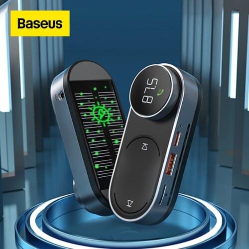 Baseus Solar Car FM Transmitter Modulator Bluetooth 5.0 Wireless MP3 Player USB Car Charger AUX Handsfree Car Kit
