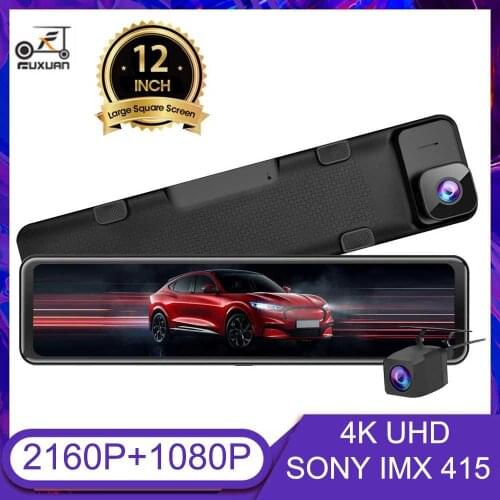 Car DVR 4K 2160P 12 Inch Sony IMX415 Rear View Mirror Camera FHD 1080P Rear Camera Dash Cam Video Recorder Registrar with Mount