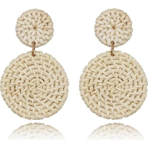 Free Shipping HER044 100Pairs/lot Woven Round Earrings Fashion Women Wearing Jewelry Wholesales High Quality 2 Colors