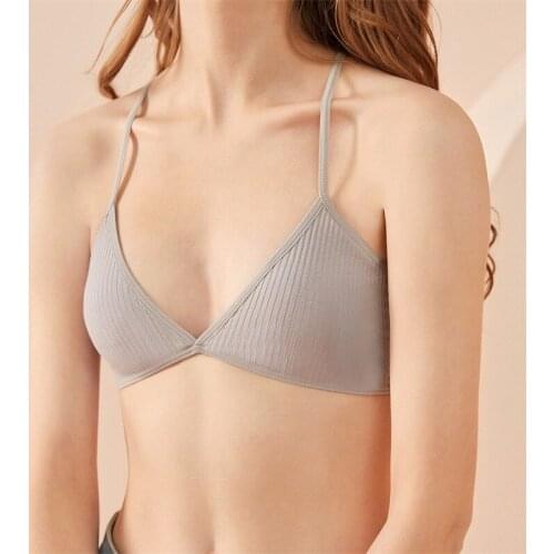 Seamless Sexy Cotton Women Bra Femme Underwear Wireless Crisscross Back V Neck Bras Comfort Ladys Cotton Bralette For Girls