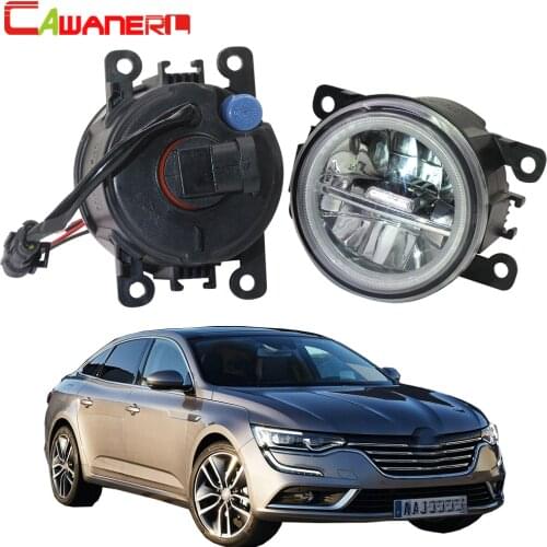 Cawanerl Car 4000LM LED Lamp H11 Fog Light + Angel Eye Daytime Running Light DRL 12V Styling For Renault Talisman 2016-2018