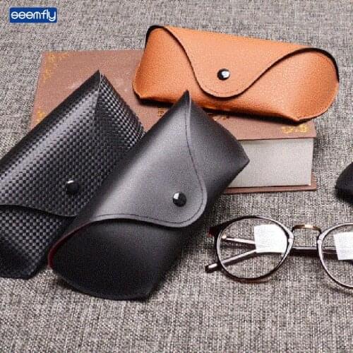 Seemfly Leather Glasses Case New Fashion Sunglasses Bag Womens Eyeglasses Case Men Reading Glasses Box With Metal Buckle Soft