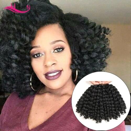 Hair Nest 8 Inch Jampy Wand Jamaican Bounce Crochet Braids Curly Synthetic Braiding Hair Extensions Black Blonde Ombre for Women