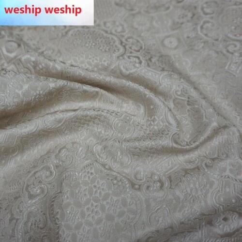 Chinese Classics Brocade jacquard Light beige Satin silk fabric Satin de soie Satén шелк hanfu cloth DIY patchworkbag