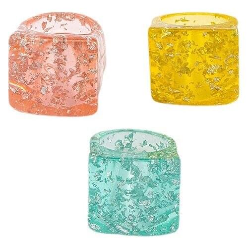 Ins Candy Pink Blue Acrylic Resin Acetic Acid Square Knuckle Finger Piercing Rings Trendy Korean Fashion Party Jewelry
