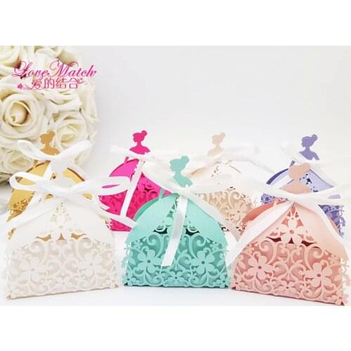 25pcs Bride Laser Cut Wedding Favors Box Candy Box Princess Gift Box For Wedding And Party Baby Shower Box Wedding Favors Decor