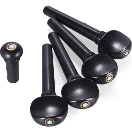 HOT 1/8 1/4 1/2 3/4 4/4 1/10 1/32 Size Ebony Wood Violin Fiddle Tuning Pegs Endpin Set Replacement Black Replacement Black