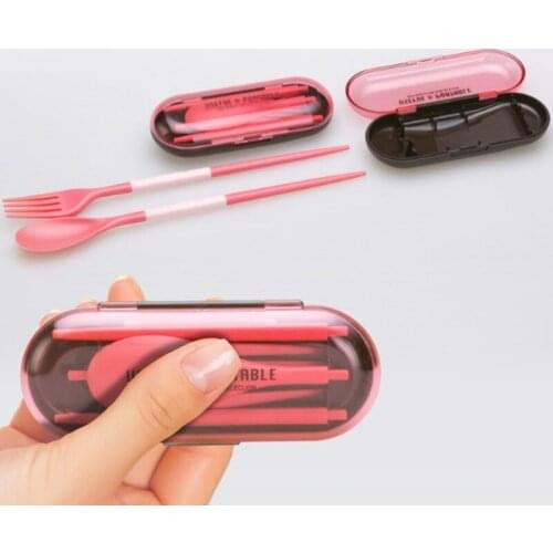 Hot Multi-function Outdoor Camping Picnic Tableware Plastic Cutlery 3 in 1 Folding Fork Knife Chopsticks Dinnerware set