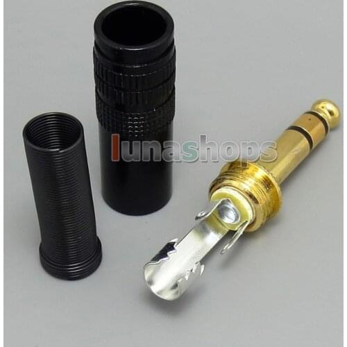 LN004779 Black Stereo Male Plug Audio Cable Connector 6.5mm DIY adapter