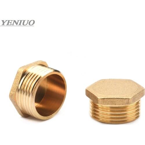 Copper 1/8" 1/4" 3/8" 1/2" 3/4" Male Thread Brass Pipe Hex Head Brass End Cap Plug Fitting Coupler Connector Adapter