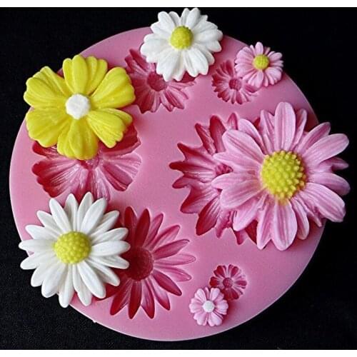 Food Grade Cute 3D Silicone Flower Shape Mold Handmade Cake Cupcake Cookie Chocolate Candy Decorating Tools DIY Cake Gadget Pink