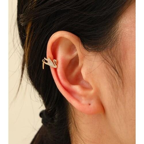 Fashion Punk Swan Shaped Ear Clip For Women Vintage Simple No Puncture Adjustable Zircon Earrings Jewelry Rock Party Accessories