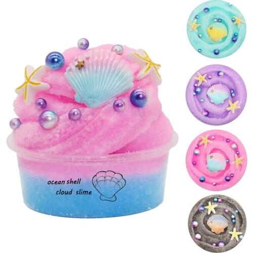 60ml Soft Fluffy Ocean Shell Slime Clay Plasticine Mud Stress Relief Chinldren Kids Toy