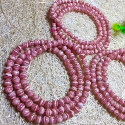 5.4-5.6mm Natural Argentina Rose Rhodochrosite Gemstone Round Beads Bracelet