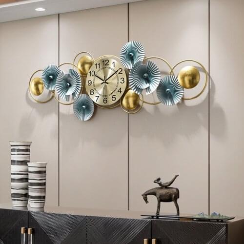 Nordic Luxury Wrought Iron Wall Clocks Wall Hanging Ornaments Home Livingroom Wall Mural Decoration Hotel Wall Sticker Crafts