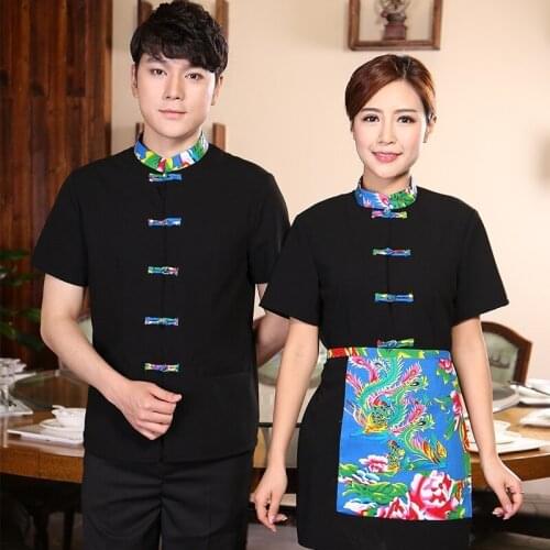 New Farmhouse Restaurant Waiter Uniform Chinese Restaurant Waitress Uniform Women Cafe Food Service Work Wear Chef Clothing 90