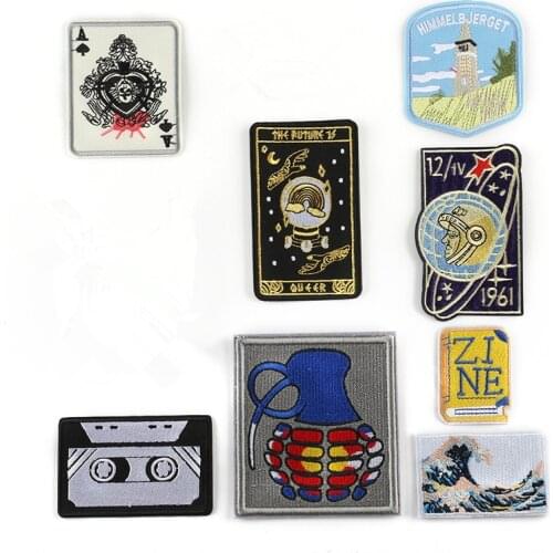 New Arrival Astronaut Embroidered Patches Iron On Poker Appliques 3D Diy Scenery Flower Punk Letter Stickers Clothes Accessories