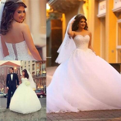New Arrival Romantic Wedding Dresses Ball Gown Crystal Beads Sweetheart Corset Dream Princess Bridal Party Gowns