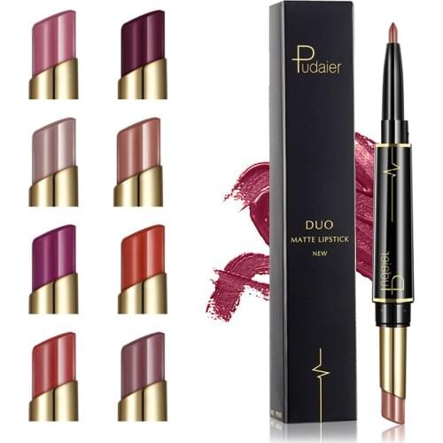 New 2021 Pudaier Double-end Lipstick Pencil Waterproof Nude Color Lip liner Long-lasting Makeup Cosmetics dropshipping
