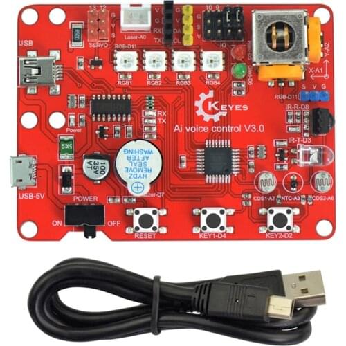 Ai Voice Control Board V3.0 for Arduino ATMEGA328P-AU, mini USB port, USB to serial chip CH340G, FZ3356
