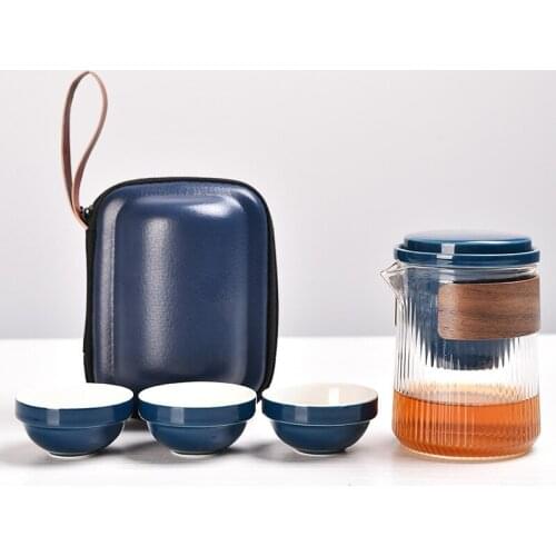 Japanese-Style Portable Portable Express Travel Tea Set One Pot Fills Three Cups Car Outdoor Office Ceramics Set