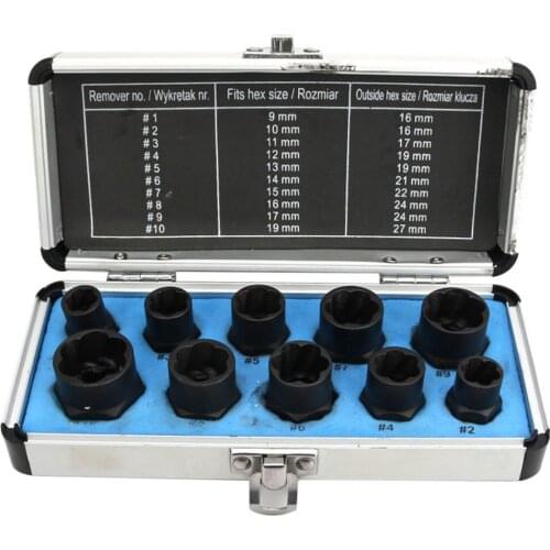 Damaged Bolt Nut Screw Remover Extractor Removal Set Nut Removal Socket Tool Threading Hand Tools Kit With Box