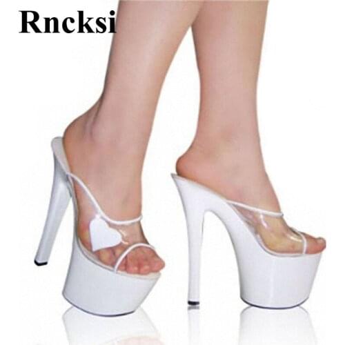 Rncksi New Sexy Lady Women Pole Dance Fashion 17cm High-Heeled Platform Slippers Shoes Wedding Party Slippers
