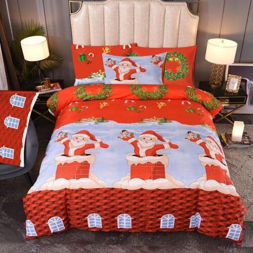 Christmas Joy Santa Claus Happy Gift 3D Bed Three-Piece Set Quilt Cover Bed Duvet Quilt Cover Sets