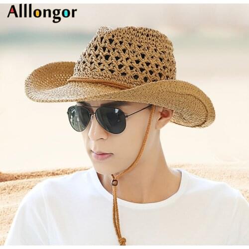 Western Cowboy Hat Men Panama Outdoor 2021 Summer Beach Cap Women Sombrero Vaquero Hombre Chapeu Wide brim Mens Straw Sun Hat