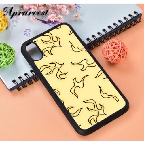 Aprarvest Yellow Flame Silicone Rubber Phone Case Cover For iPhone 6 6S 7 8 PLUS X XS XR 11 12 MINI PRO MAX