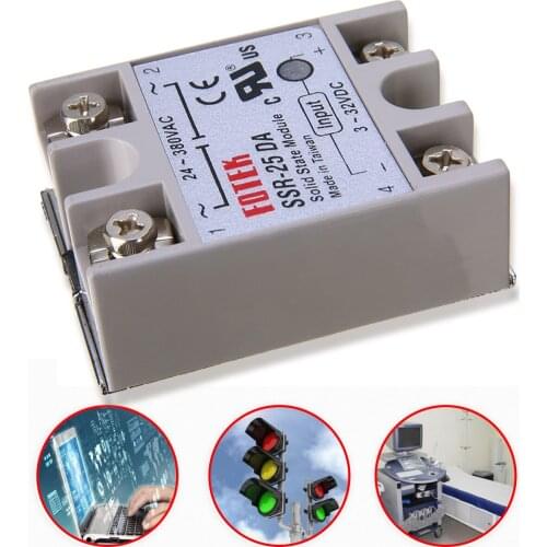 SSR-25 DA White Shell 3-32V DC Input Voltage 24-380V AC Output Voltage 25A Output Current Control Solid State Relay