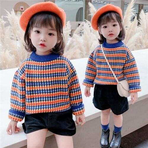 Girls Sweater Babys Coat Outwear 2021 New Arrive Thicken Plus Velvet Warm Winter Autumn Knitting Christmas Childrens Clothing