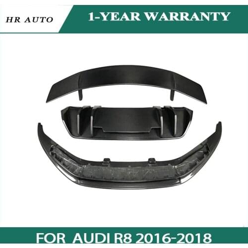 Carbon fiber front bumper lip rear bumper diffuser fit for Audi R8 Car body kit 16-18 New R8 V style rear spoiler wings