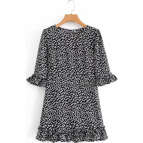Streetwear Women Polka Dot Dresses 2021 Fashion Ladies Waist-Controlled A-Line Vestidos Vintage Female Chic Ruffles Dress
