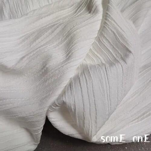 Unique Pleated Cotton Fabric White Miyake Folds DIY Patchwork Clothes Shirt Coat Skirt Dress Designer Fabric 50*140cm